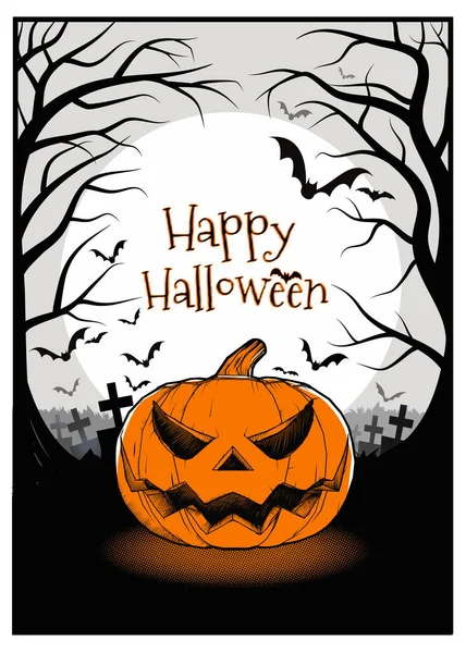 Cadılar Bayramı için karanlık mezar orman illüstrasyon jakına