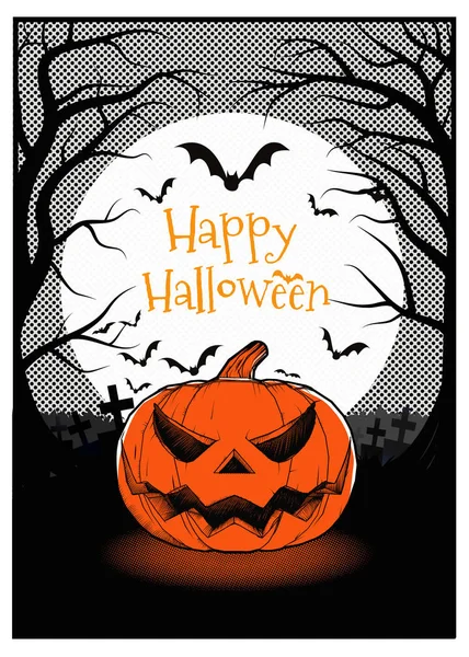 Cadılar Bayramı için karanlık mezar orman illüstrasyon jakına