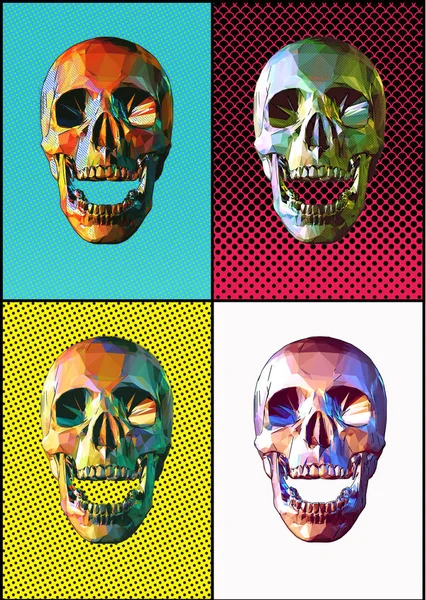 Low poly skull popart style — Stock Vector