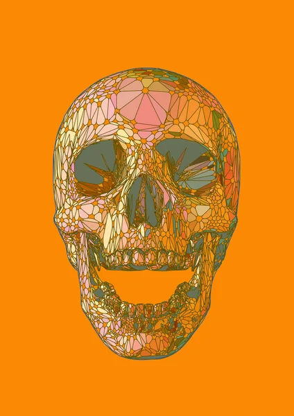 Calavera colorida abstracta en color naranja tema BG — Vector de stock