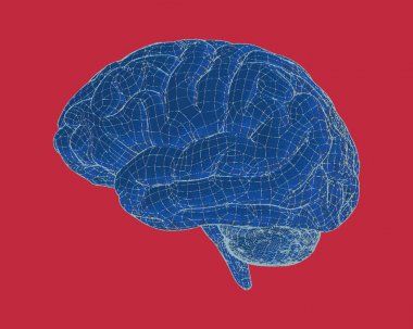 Mavi beyin tel kafes çizim ile çizim