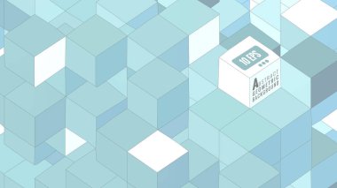 Yeşil ve mavi izometrik kalabalık küp desen Bg