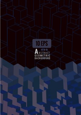İzometrik soyut küp üzerinde karanlık Bg düzeni