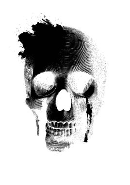 Kafatası vektör çizim üzerinde beyaz Bg ağlıyor oyma