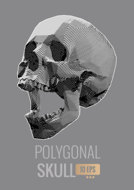 Tek renkli vektör stilize şerit çizgi kafatası screamillustration gri arka plan üzerinde izole