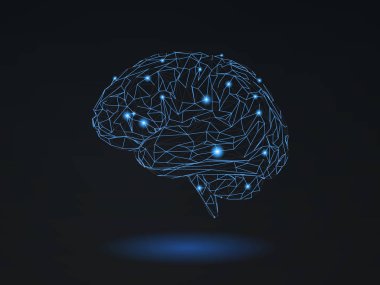 Beyin illüstrasyon koyu Bg üzerinde parlayan satırıyla