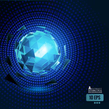 Karanlık alan Bg parlayan poligonal soyut Küre 