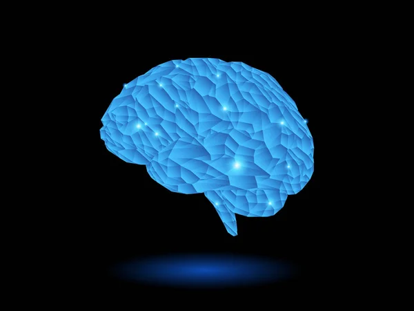 Illustrazione del cervello di cristallo stilizzato a basso poli su BG scuro — Vettoriale Stock