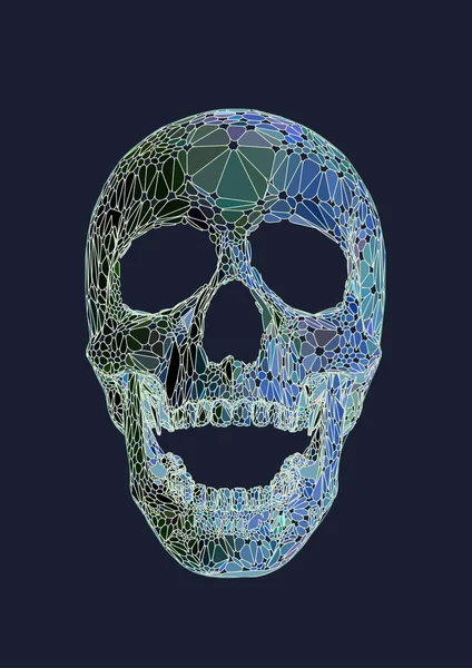 Ilustração estilizada do crânio em azul escuro BG —  Vetores de Stock