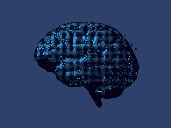 Иллюстрация мозга в цифровом компьютерном стиле — стоковый вектор