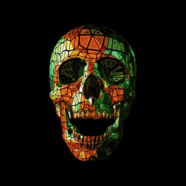 Renkli poligonal kafatası resimde siyah Bg tarihinde