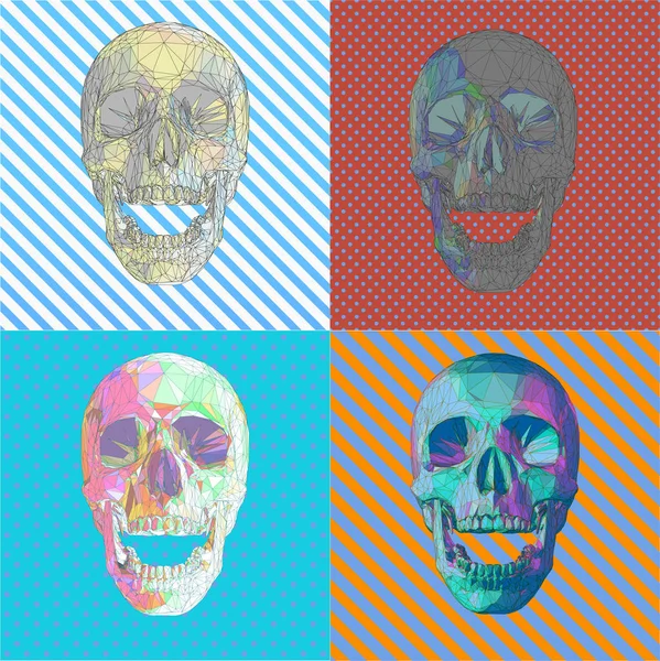 Vários crânio colorido pop arte estilo ilustração — Vetor de Stock