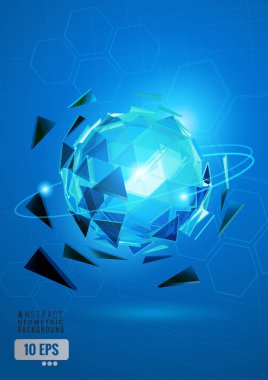 Soyut küre mavi zemin üzerine kavramsal teknolojisi ile