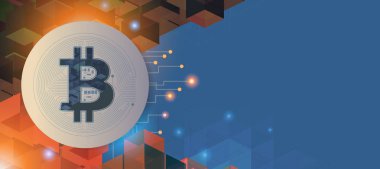 Bitcoin ve engelleme pankartı illüstrasyonu