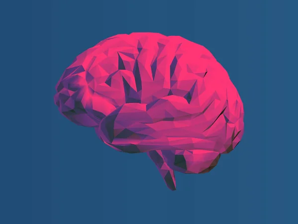 낮은 폴 리 뇌 그림 블루 Bg에 고립 — 스톡 벡터