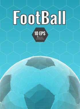 Altıgen arkaplan üzerine düşük polyester futbol topu poster grafikleri