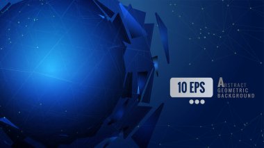 Mavi arkaplan grafik şablonu üzerinde çokgen üçgen kablo kombinasyonu