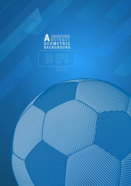 Çizgili çizgi hız arkaplanı üzerinde mavi renk tonuyla futbol topu çizimi