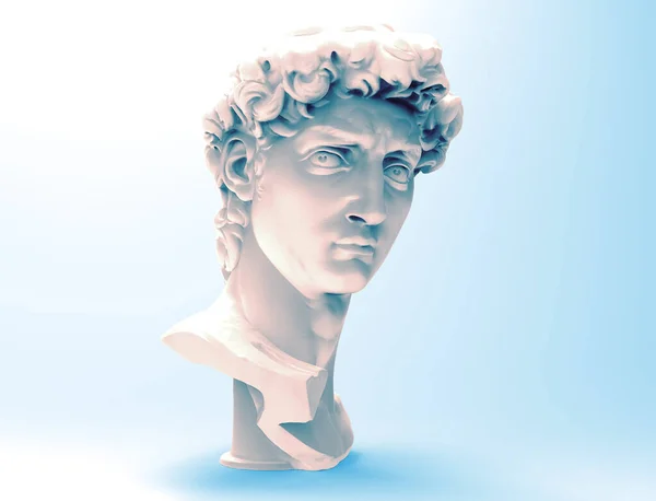 Rendering Illustration David Von Michelangelo Büste Und Facce Skulptur Beängstigender — Stockfoto