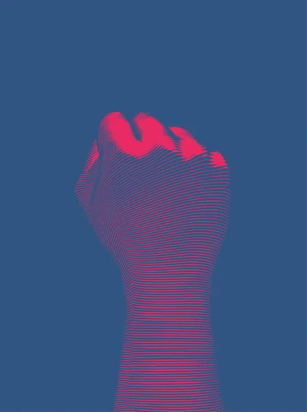 Parlak kırmızı oymalı arka el çizimi, el hareketi vektör çizimi koyu renk ahşap kesim tarzı, koyu mavi arka planda izole edilmiş.