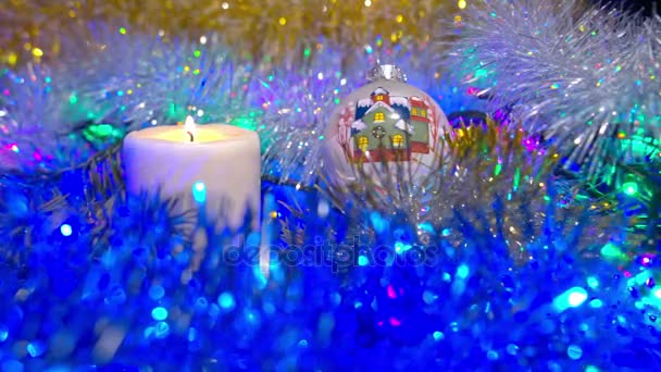 クリスマス キャンドル ライトと組成 — ストック動画