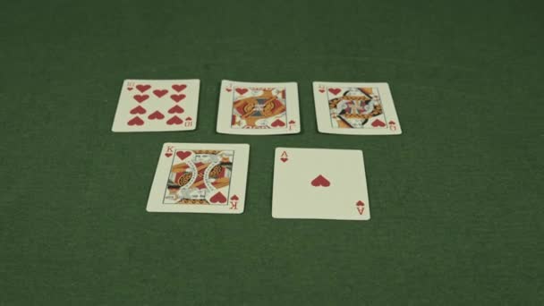 Казино, покер пропонує повний будинок на столі — стокове відео