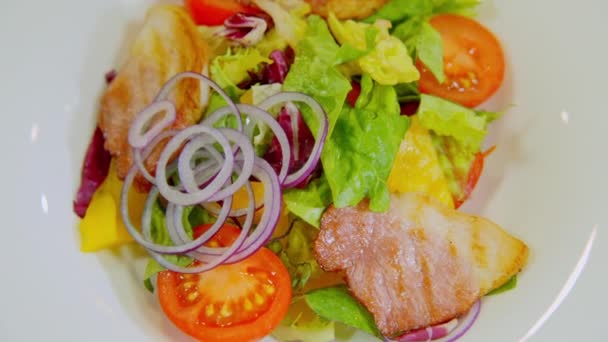 Uma chapa de belo fiação de salada — Vídeo de Stock