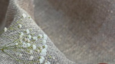 Tuval üzerine küçük beyaz çiçekler