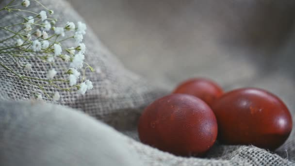 Huevos de Pascua sobre un hermoso fondo — Vídeos de Stock