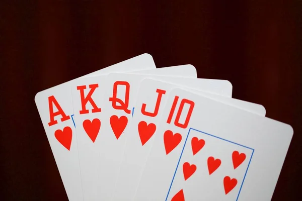 Casino, Royal flush van harten — Stockfoto