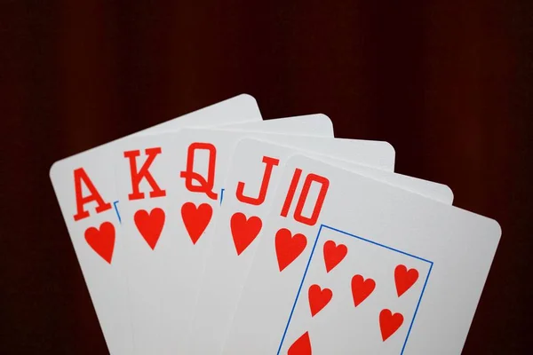 Casino, Royal flush van harten — Stockfoto