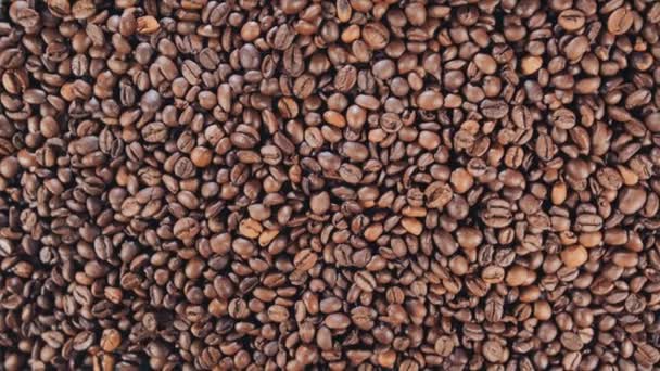 Kávová zrna closeup, obilí, pádu, pomalý pohyb — Stock video