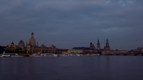 Skyline Дрезден, Німеччина. Послідовність проміжок часу. — стокове відео