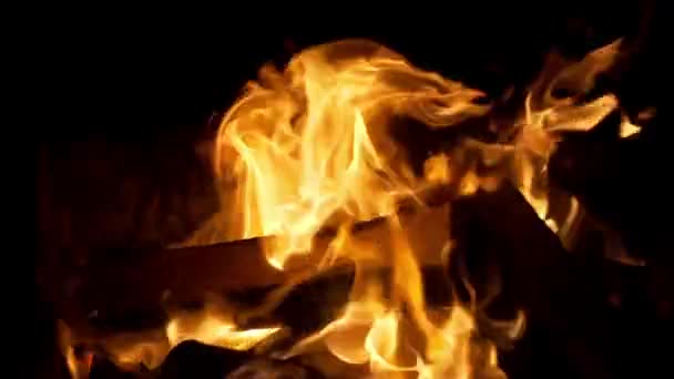Fogo queimando no fundo preto. câmara lenta — Vídeo de Stock
