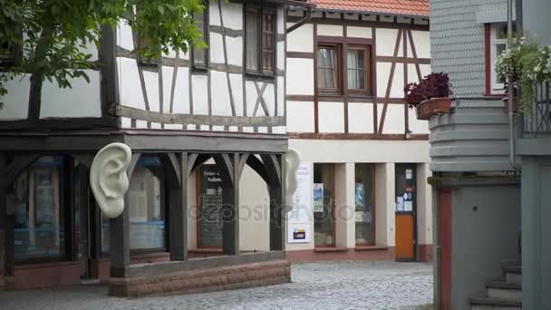 Michelstadt Alemanha, as ruas de uma pequena cidade — Vídeo de Stock