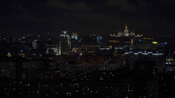 Moscou: uma vista superior da cidade à noite 4K — Vídeo de Stock