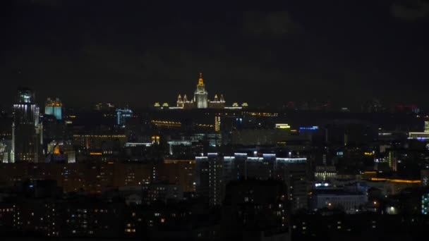 Moscú: una vista superior de la ciudad por la noche 4K — Vídeos de Stock