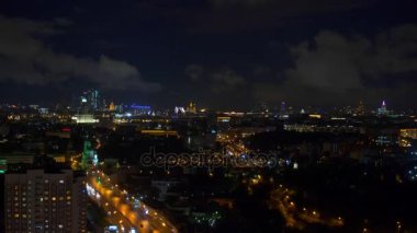 Moskova: gece 4k şehir Üstten Görünüm