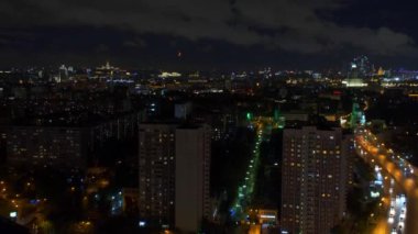 Moskova: gece 4k şehir Üstten Görünüm