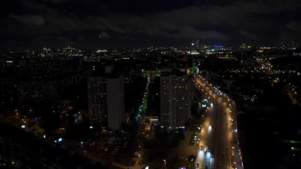 Moscow: a top view of the city at night 4K — Stock Video