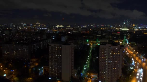 Moscow: a top view of the city at night 4K — Stock Video