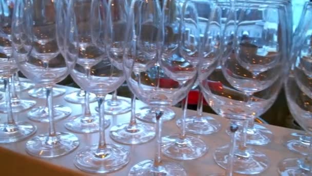 Empty glasses are on the bar — Stock Video