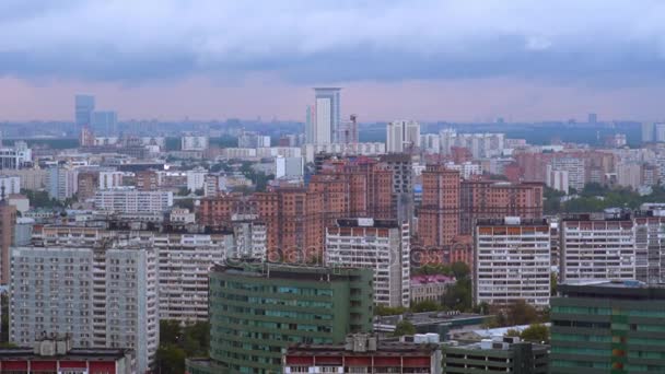 Moskova: kenti yukarıdan gün batımında — Stok video