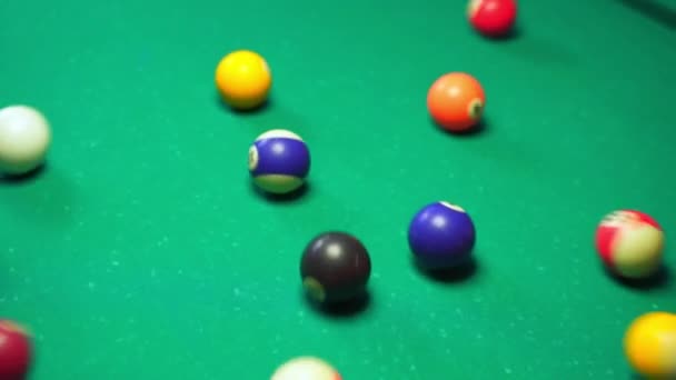 American Billiards: break colored balls — Stock Video