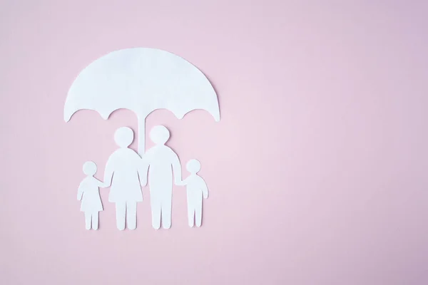 Concepto Familia Protección Social Corte Papel Family Umbrella Sobre Fondo —  Fotos de Stock