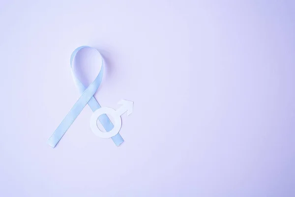 Prostate Cancer Awareness Blue Ribbon White Paper Male Sign Mars — Stock Photo, Image