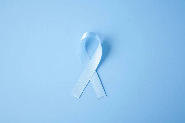 Prostate Cancer Awareness Blue Ribbon Blue Background Men Healthcare Concept — Stock Photo, Image