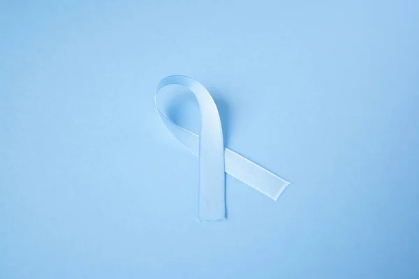 Prostate Cancer Awareness Blue Ribbon Blue Background Men Healthcare Concept — Stock Photo, Image