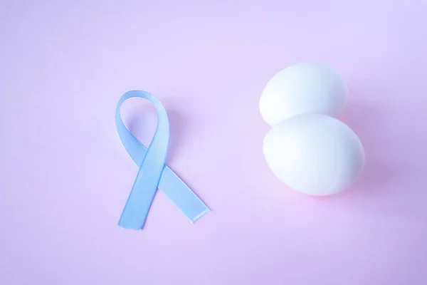 Prostate Cancer Healthcare Profession Medicine Concept Close Chicken White Eggs — Stock Photo, Image