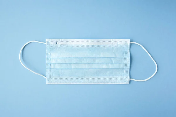 Eldobható Orvosi Maszk Kék Backggroun Ellen Baktériumok Vírusok Állítsd Meg — Stock Fotó